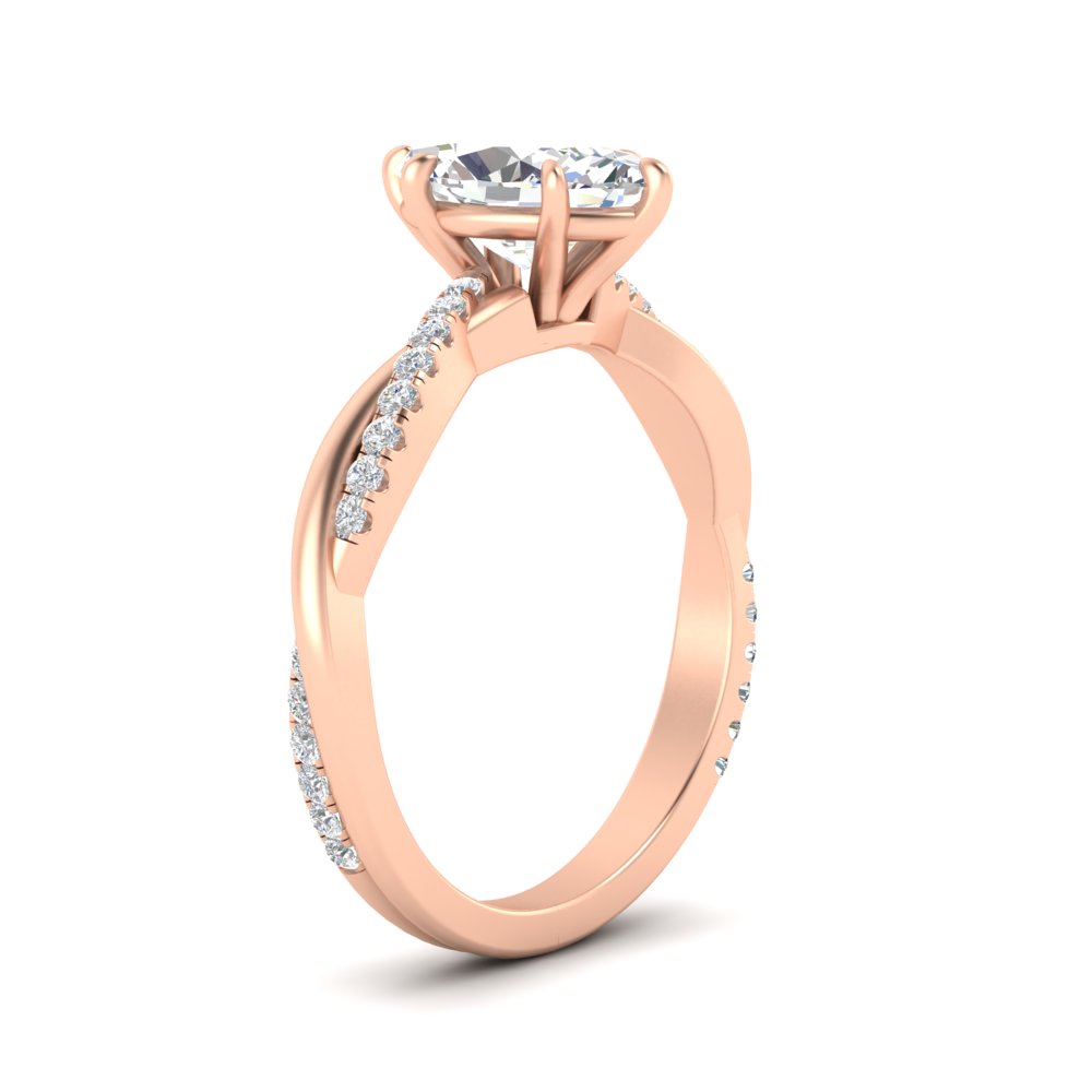 1.50 Ct. Marquise Diamond Twist Ring with 14K Rose Gold White Diamond